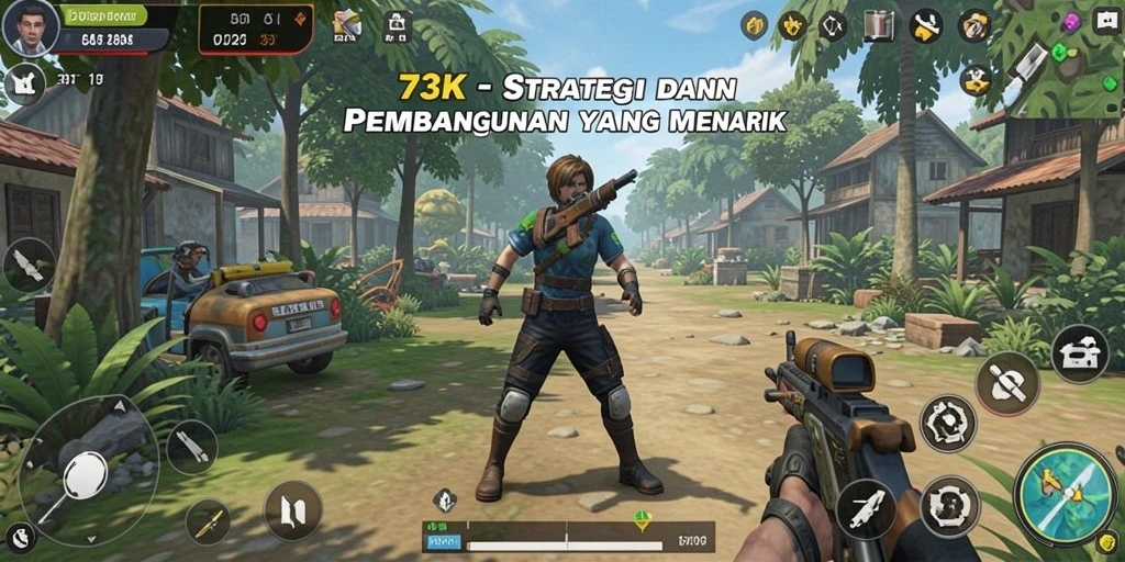 Tampilan screenshot gameplay <strong>73K</strong> dengan aksi strategis yang mendebarkan.