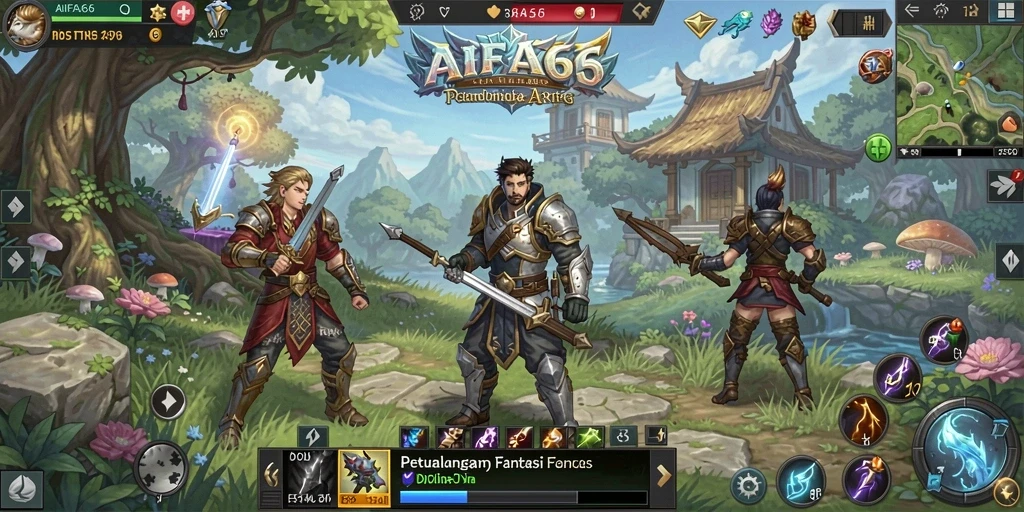 Screenshot utama AIFA66 menampilkan aksi pertarungan seru di dunia magis.