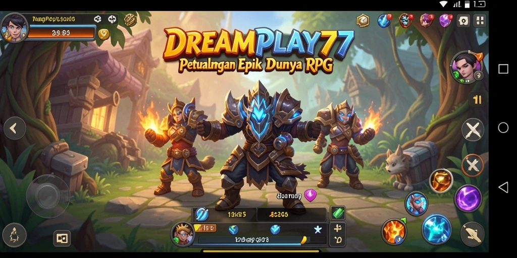 Screenshot gameplay <strong>DREAMPLAY77</strong> menampilkan aksi petualangan RPG yang mendebarkan.