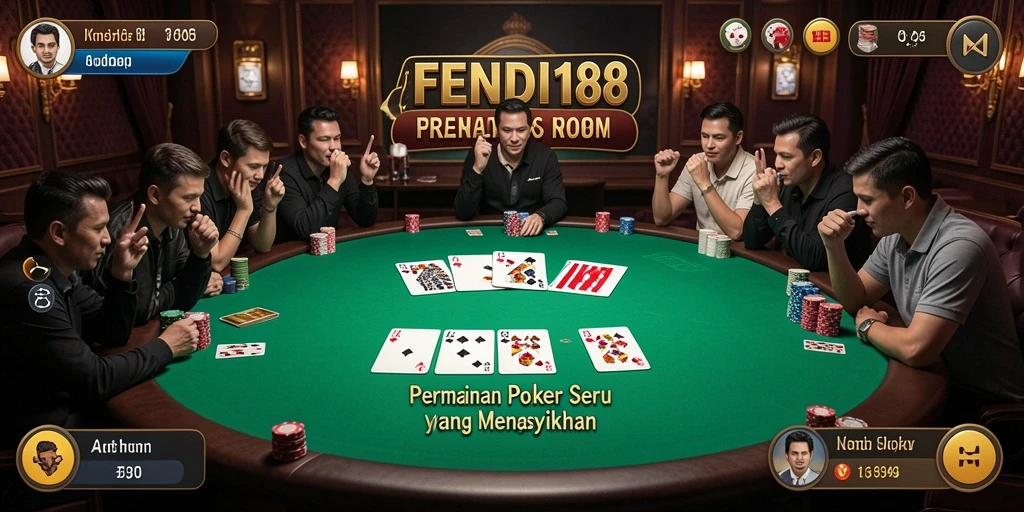 Screenshot FENDI188 menampilkan gameplay Poker yang mendebarkan dan interaktif.