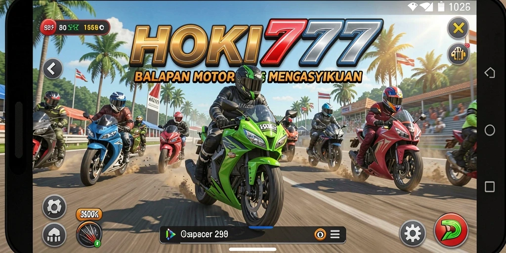 Tampilan gameplay HOKI777 yang mendebarkan saat balapan motor.