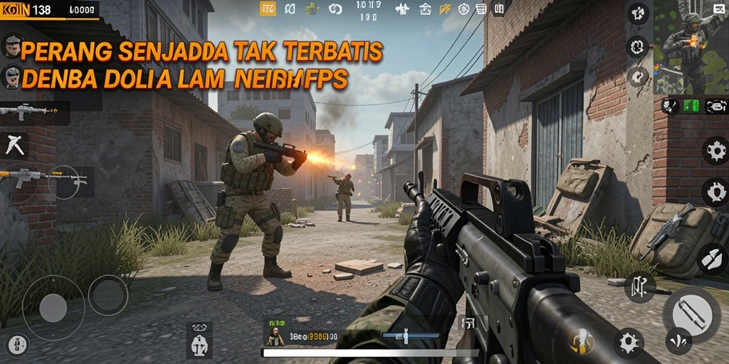 Tampilan aksi mendebarkan dalam gameplay FPS KOIN138.