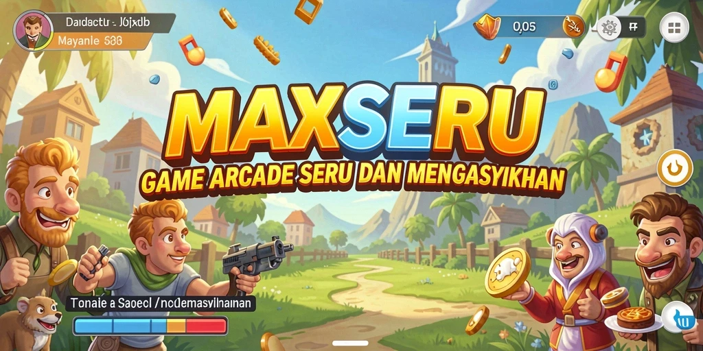 Screenshot gameplay MAXSERU menampilkan aksi seru di dunia arcade.