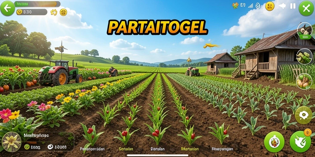 Tampilan gameplay <strong>PARTAITOGEL</strong> yang memukau dengan aktivitas pertanian.