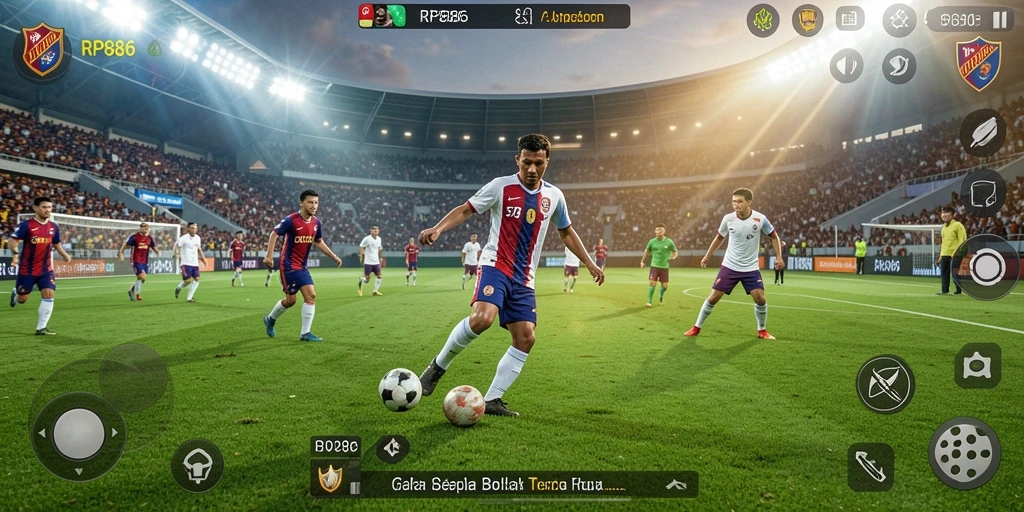 Tampilan gameplay seru di lapangan sepak bola RP886.