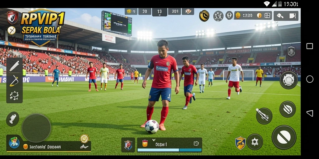 Tampilan gameplay RPVIP1 yang mendebarkan dalam pertandingan sepak bola.