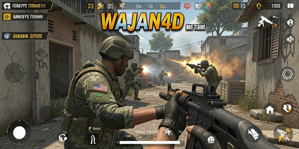Tampilan gameplay mendebarkan di WAJAN4D dengan aksi menembak intens.